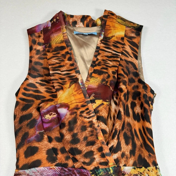 Antonio Melani Sheath Faux Wrap Dress Womens Size 2 Animal Print Floral Lined - Picture 8 of 11
